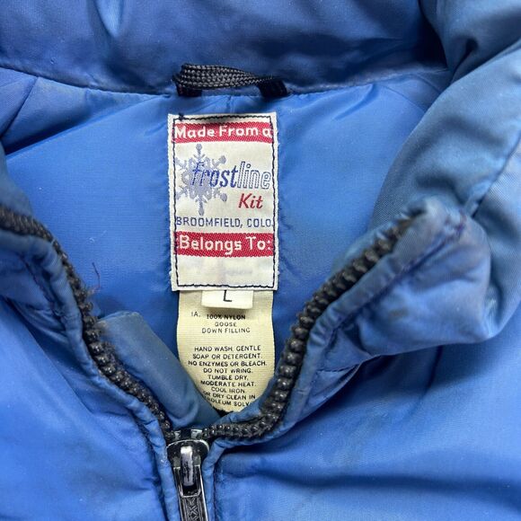 VTG Frostline Kit Jacket Womens Large Blue Belted Down Puffer Insulated Full Zip - Picture 4 of 14